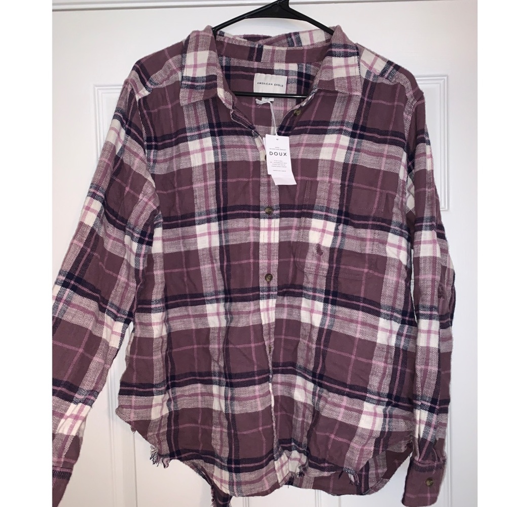 NWT AMERICAN EAGLE DISTRESSED BOYFRIEND FLANNEL